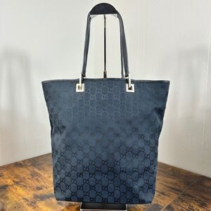 Gucci GG Canvas Tote Bag Black Authentic Designer Handbag Purse Classic